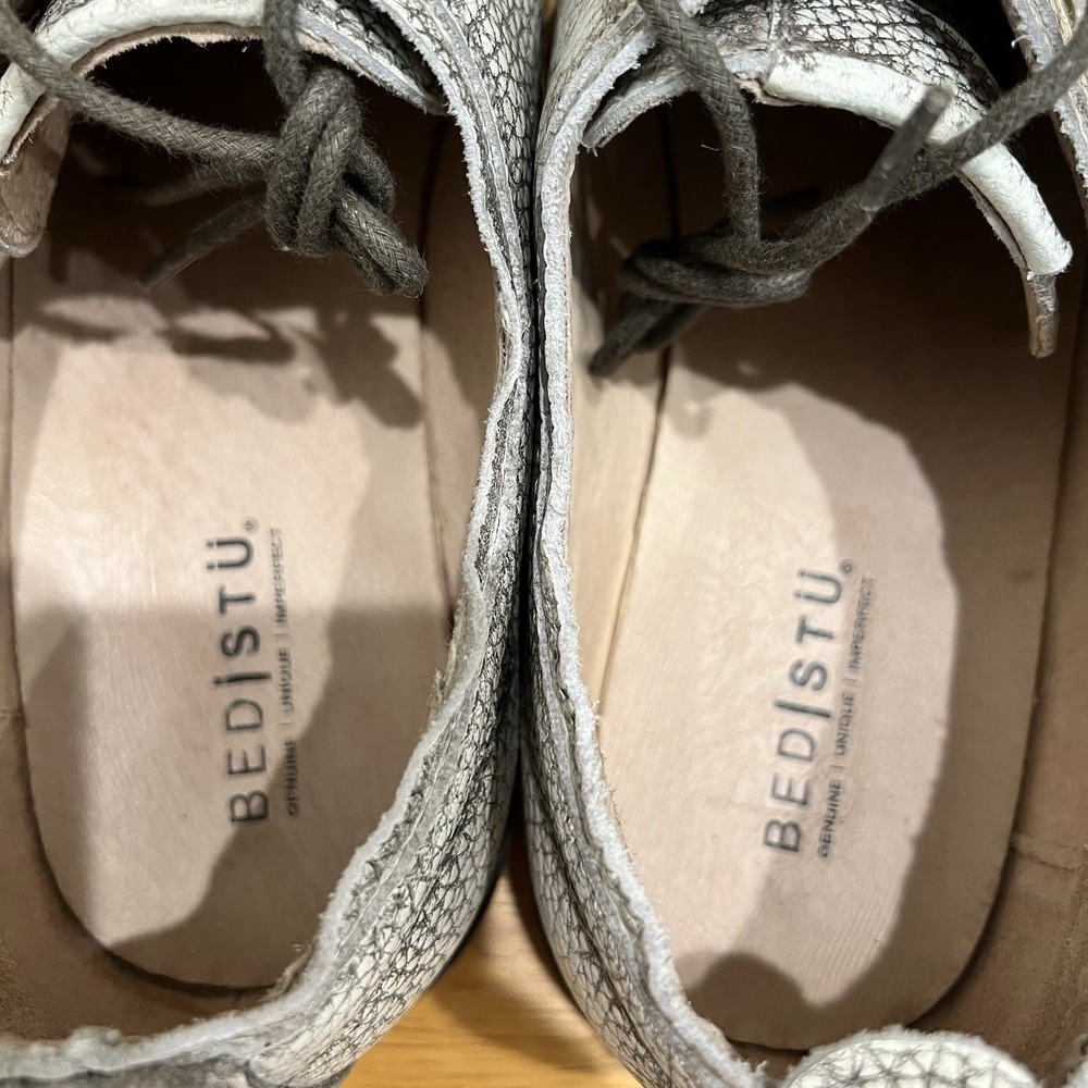 Bed Stu Dupont Men's Size 13 Gray Textured Distress Leather Lace Up Oxford Shoes - Picture 5 of 9